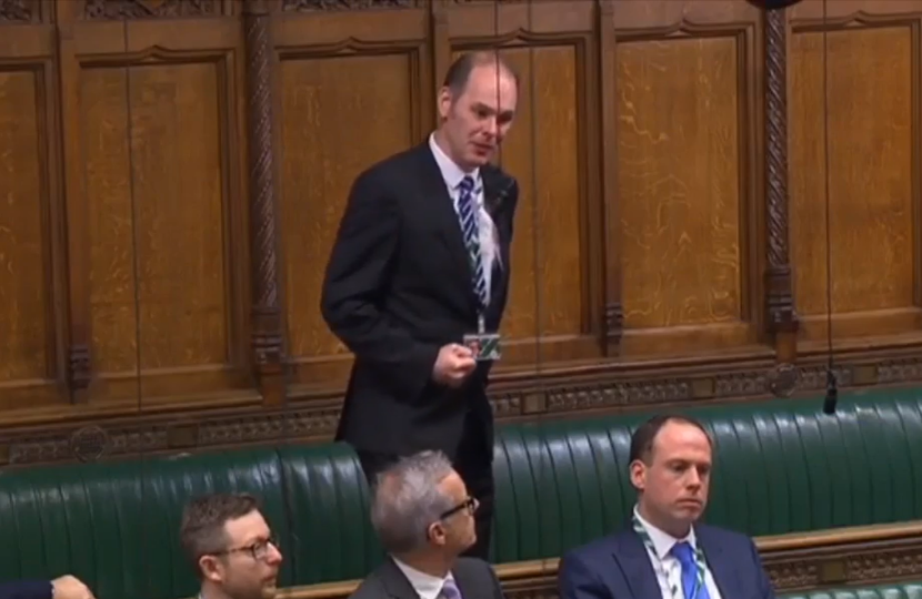 James in Parliament on rail connectivity in Leigh